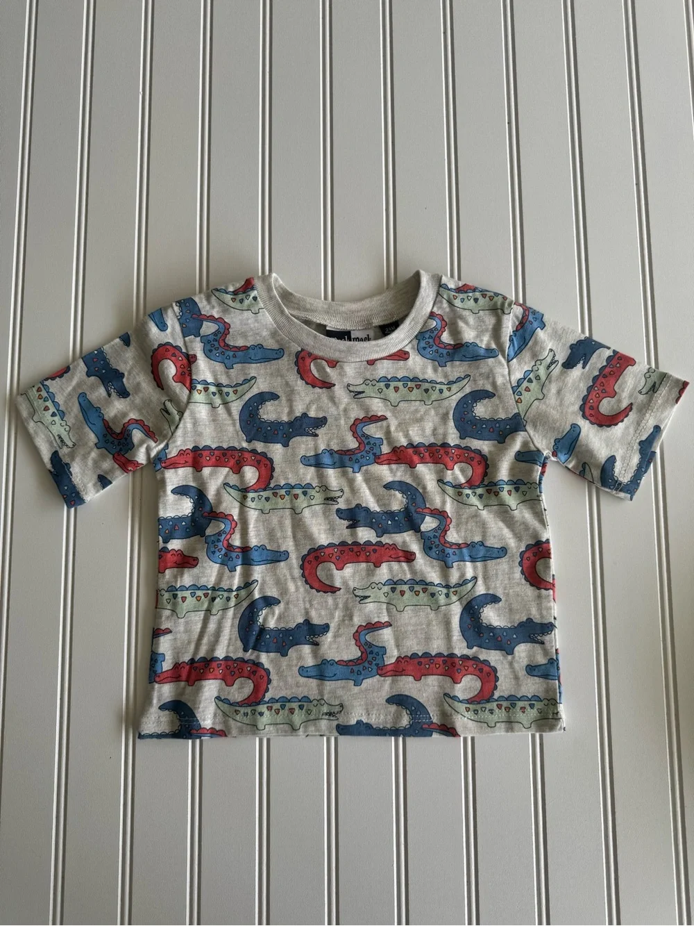 Mick Mack Blue Gator Shortall Set with Printed Tee - Kids 24M